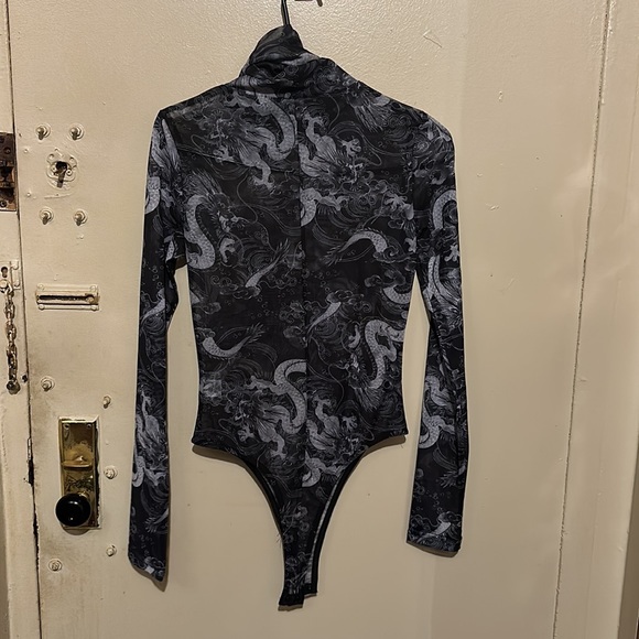 AKIRA ORIENTAL PRINT ‘DRAGON MAMA’ MESH SEE THROUGH BODYSUIT (BRAND NEW NO TAGS) - Picture 7 of 8